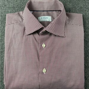 Eton Contemporary Mens 100% Cotton Long Sleeve Dress Shirt Size 42-16.5 Burgundy